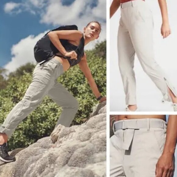 Athleta Light Grey Trekkie Lightweight Hiking Pants SIZE 12 - Picture 1 of 8